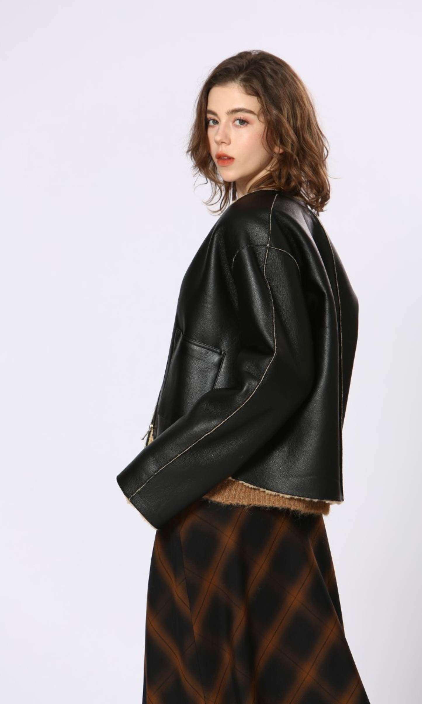 Brooklyn Faux Leather Shearling Coat