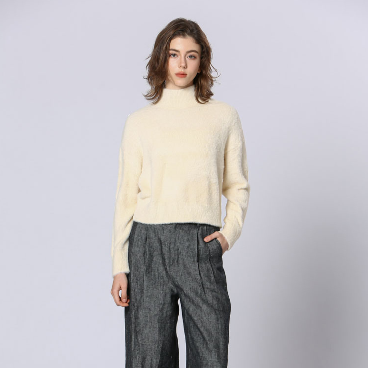 Mohair Look Mockneck Sweater