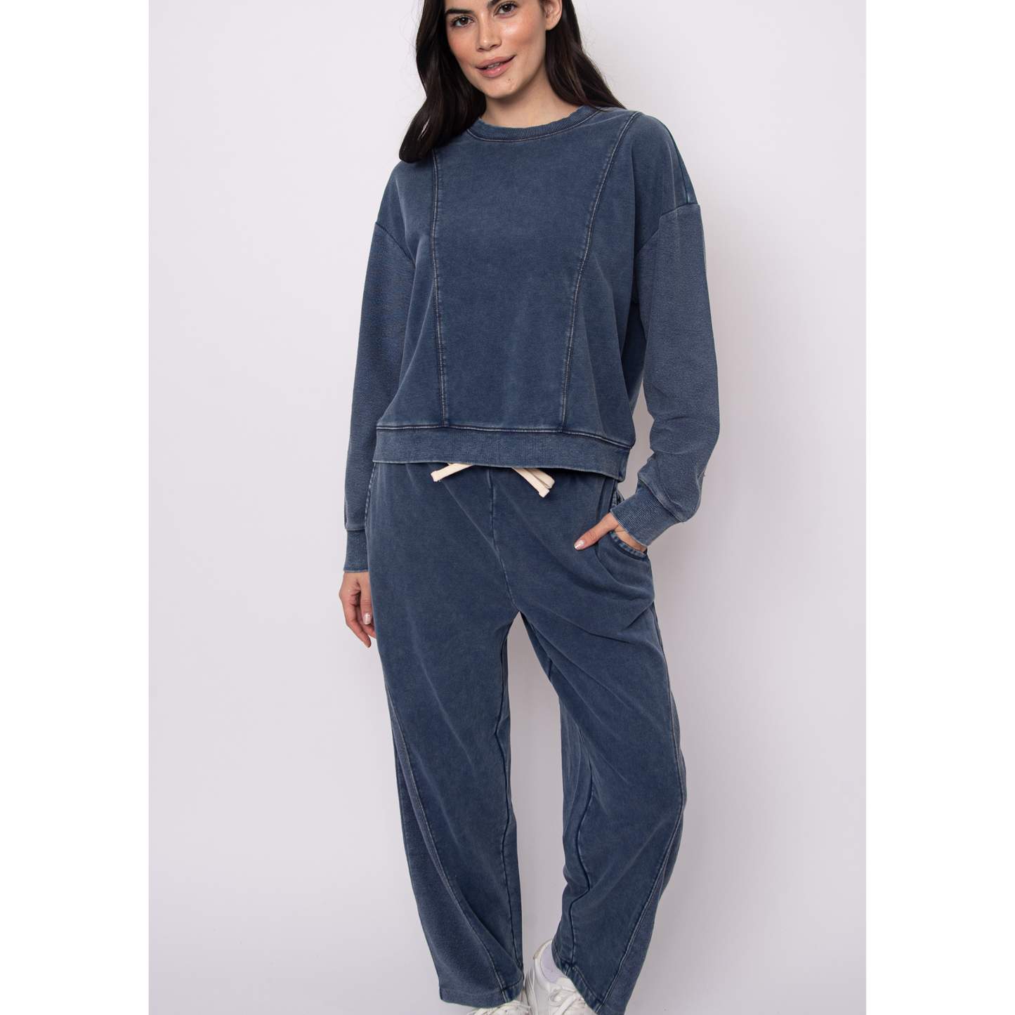 Kacey Denim Look French Terry Pullover