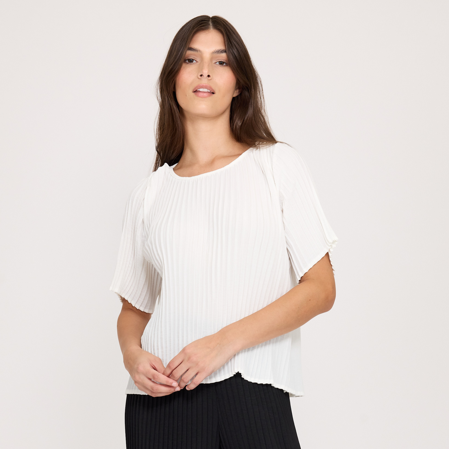 Pleated Plissé Top