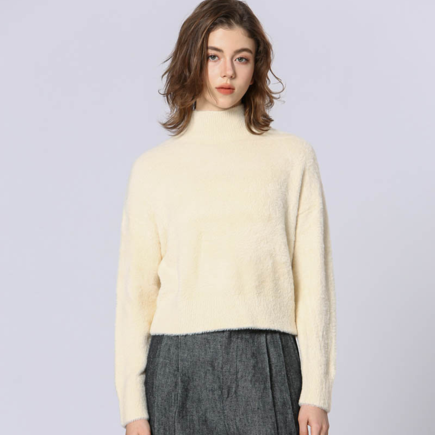 Mohair Look Mockneck Sweater