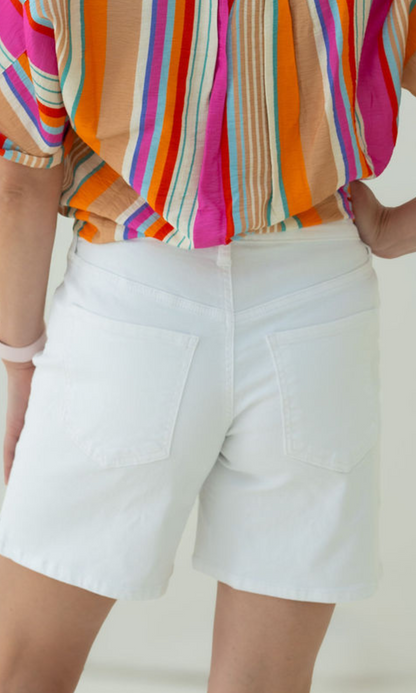 Holly High Rise Short - Optic White/Ties At Waist