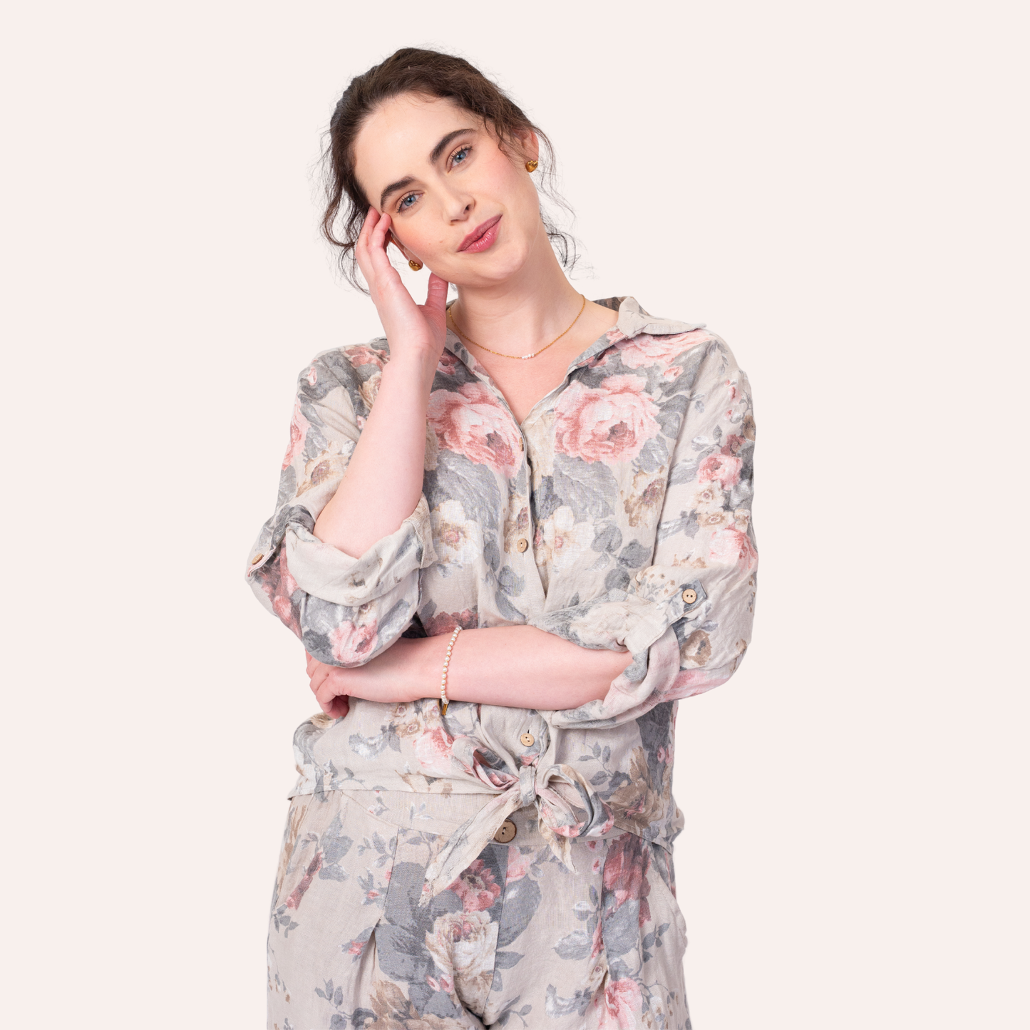 Blooms Linen Tie Top