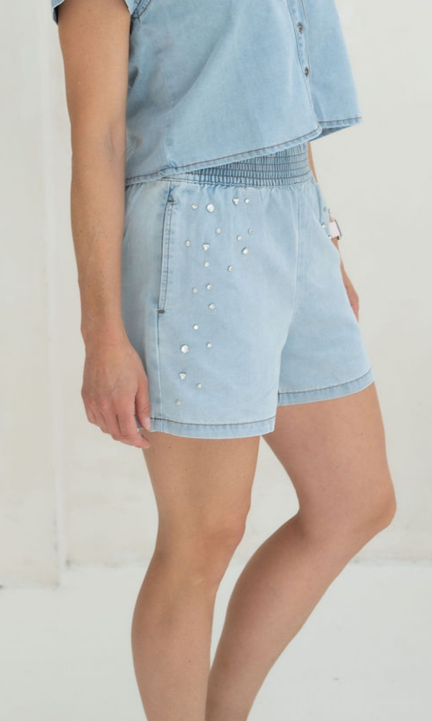 Embellished Denim Shorts