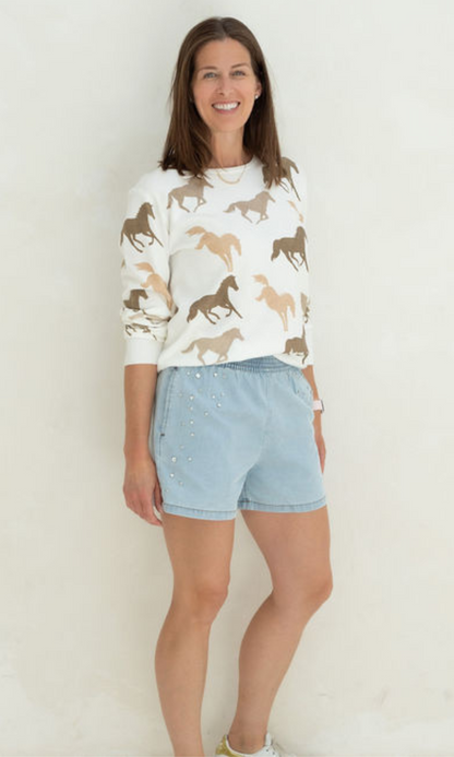 Embellished Denim Shorts