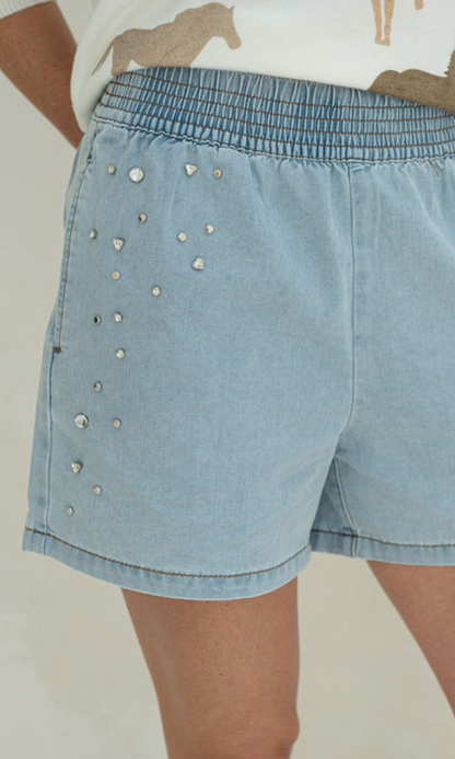 Embellished Denim Shorts