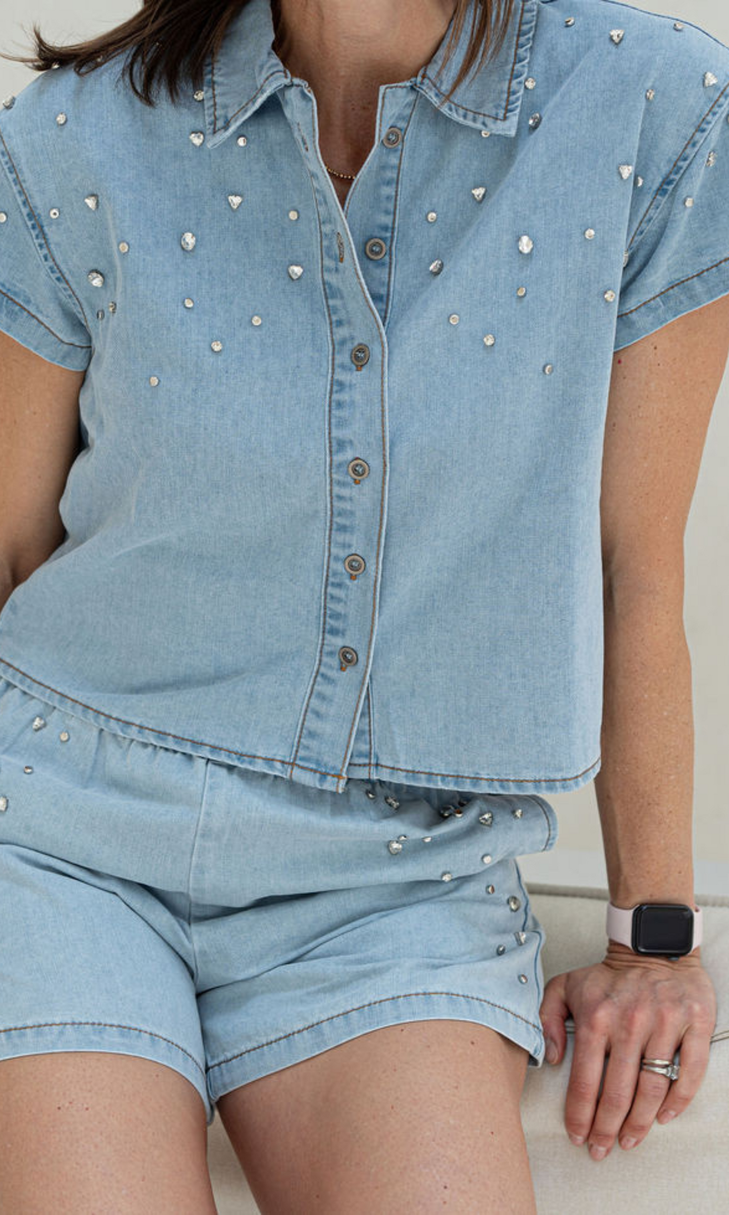 Embellished Denim Shirt
