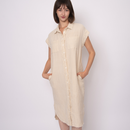 Aira Stripe Gauze Shirt Dress