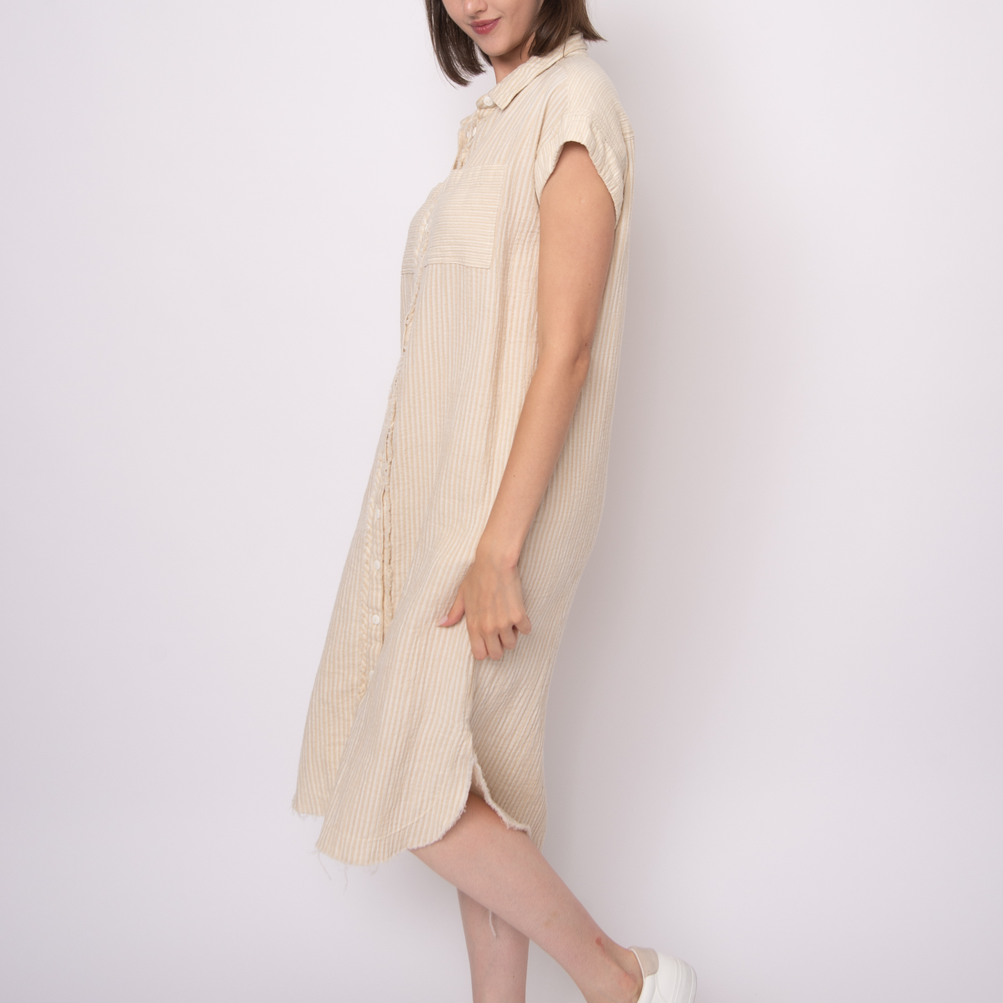 Aira Stripe Gauze Shirt Dress