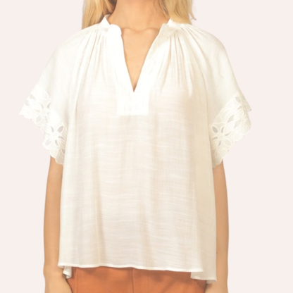 Whisper Lace V-Neck Blouse (Black)