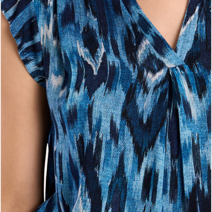 Ikat V Neck Flutter Blouse