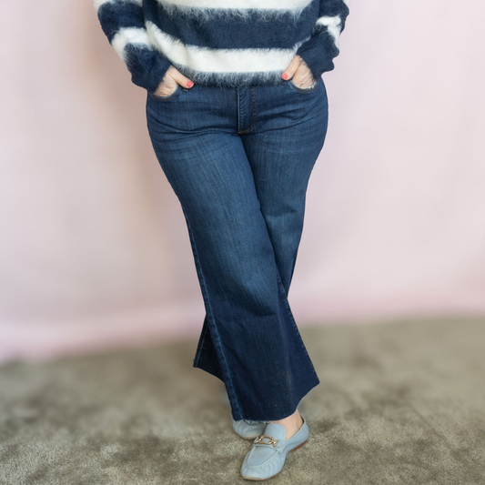 Meg High Rise Wide Leg Raw Hem