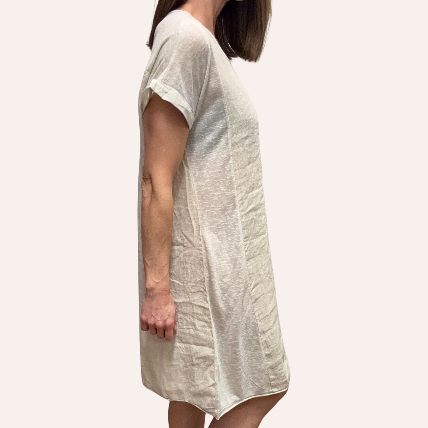Linen Dress w/ Viscose Woven Back