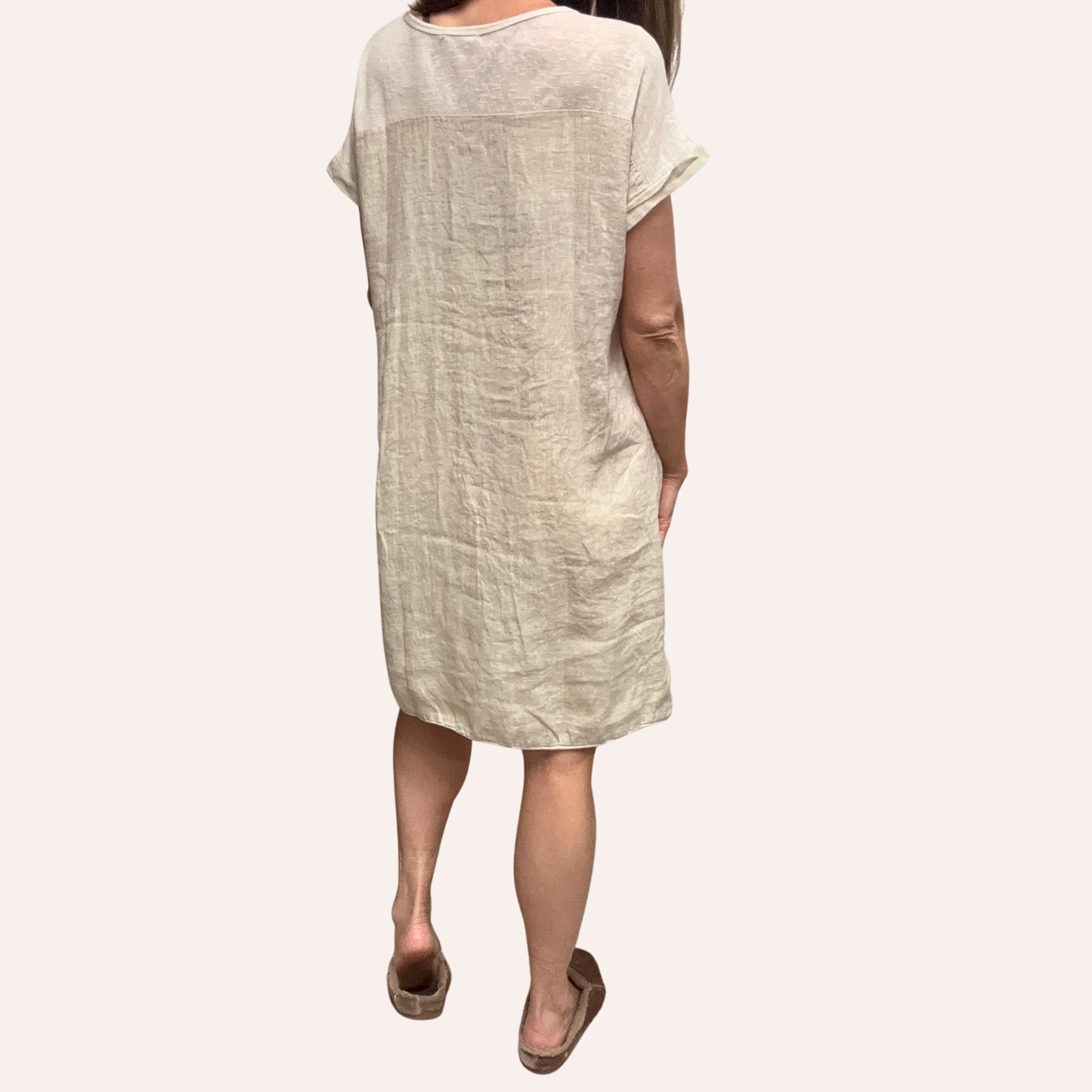 Linen Dress w/ Viscose Woven Back