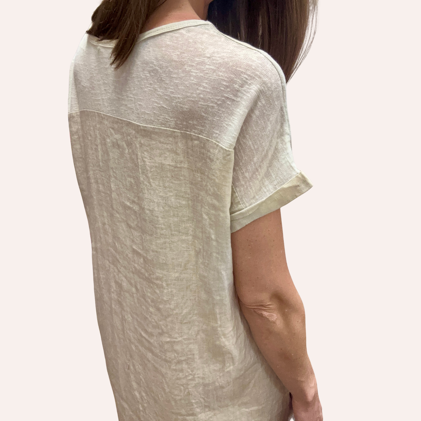 Linen Dress w/ Viscose Woven Back
