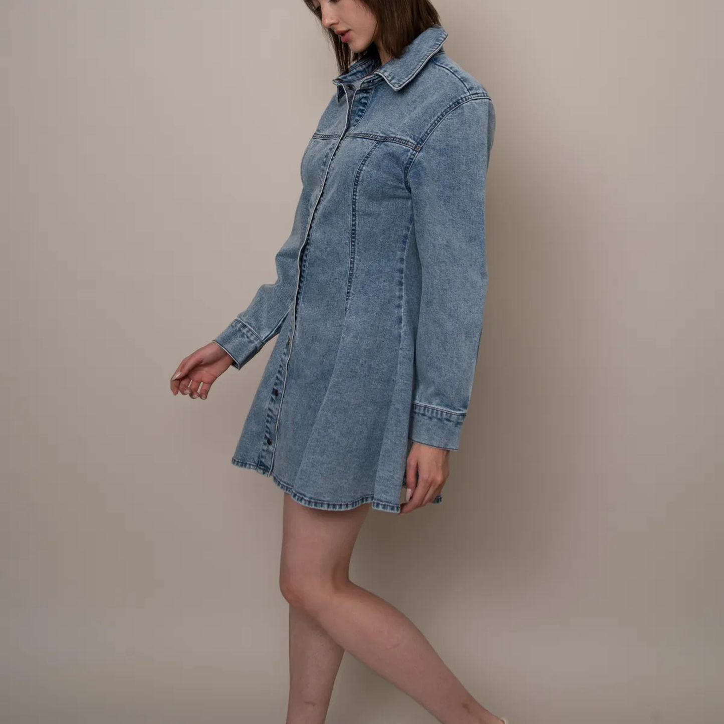 Mindy Stretch Denim Shirt Dress
