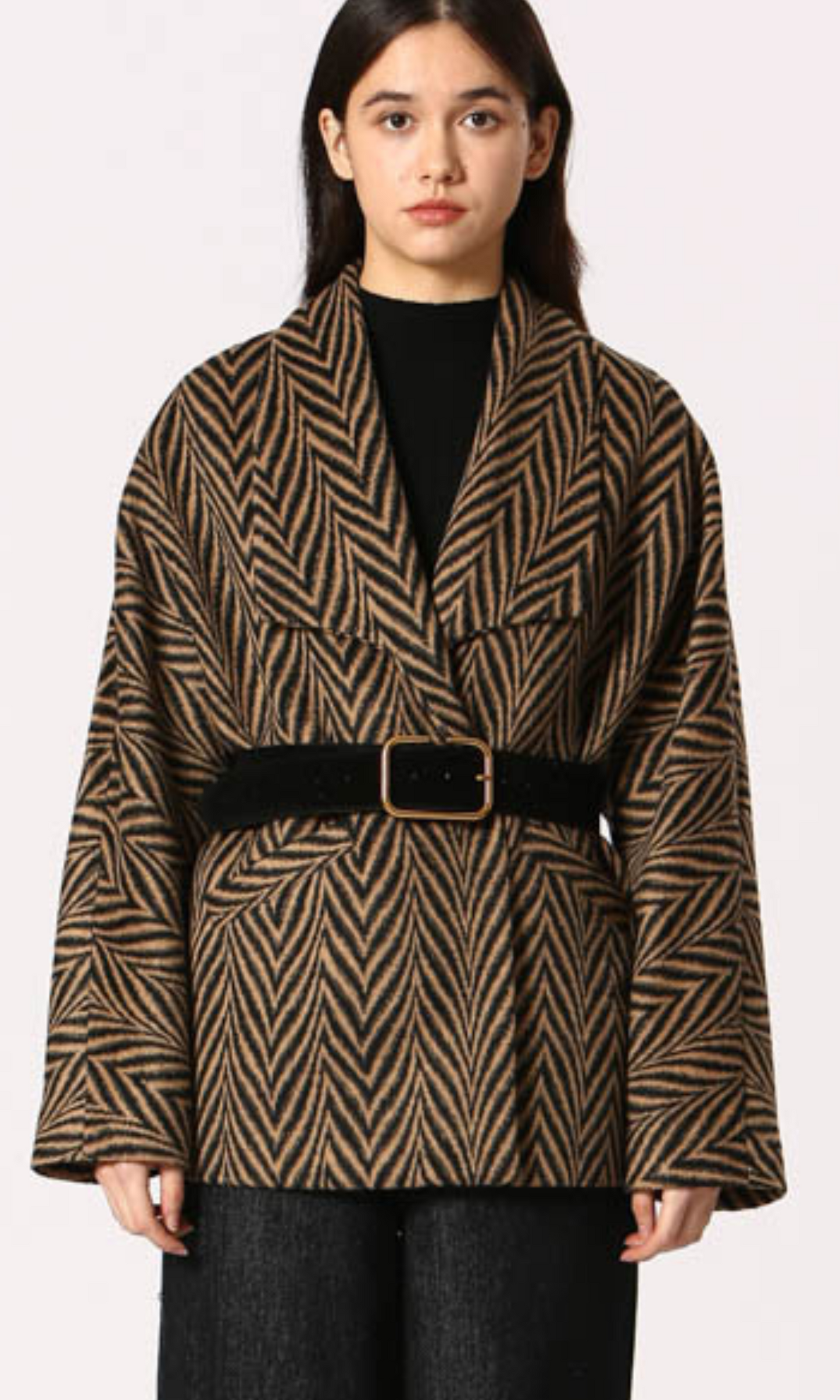Chevron Belted Coat