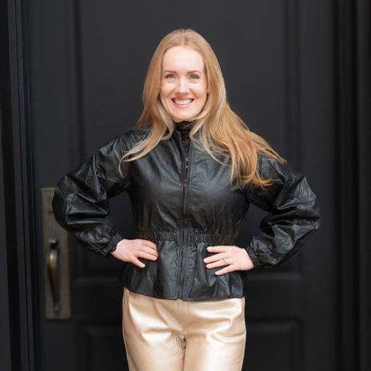 Cinched Vegan Leather Jacket
