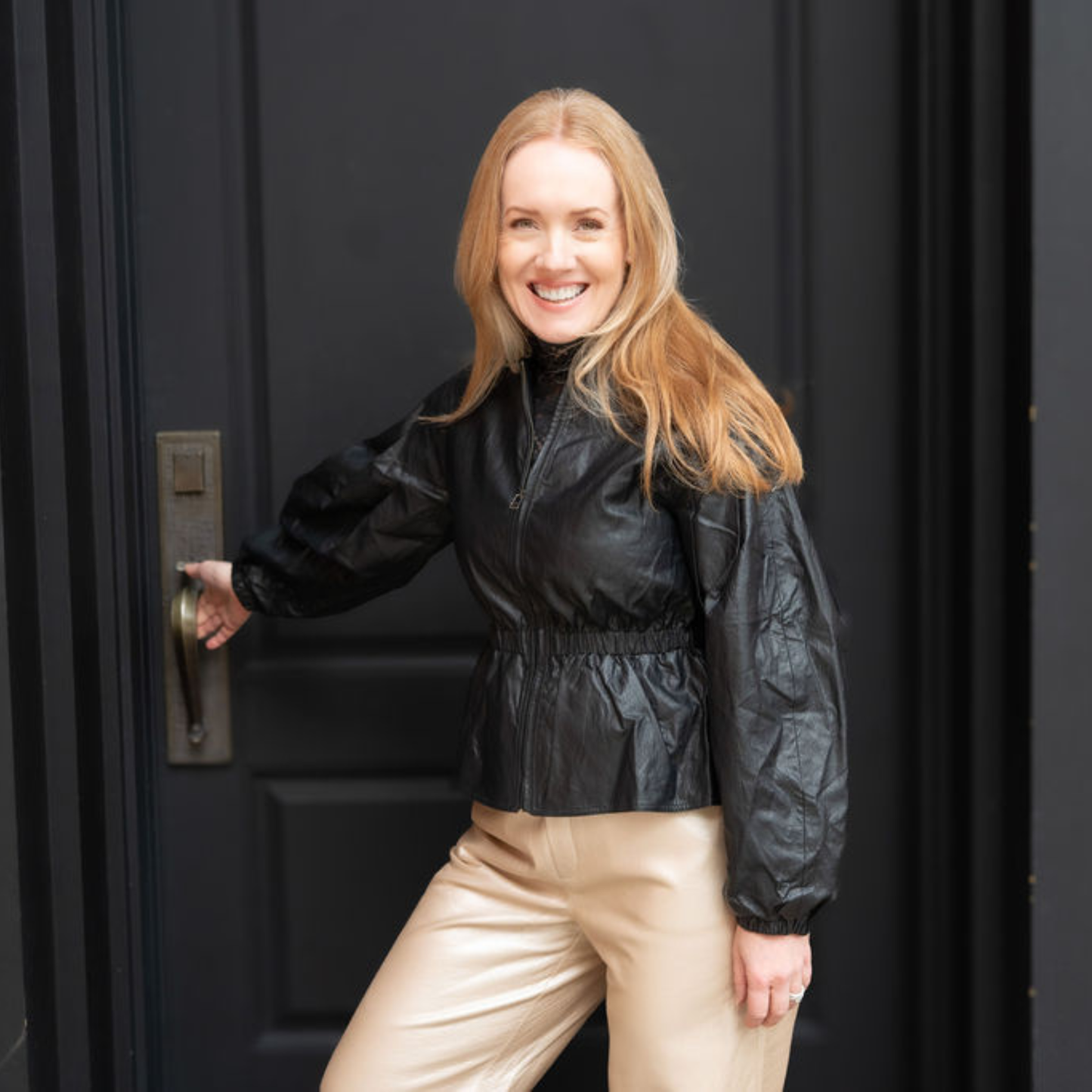 Cinched Vegan Leather Jacket