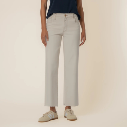 Charlotte High Rise Wide Leg w/ Raw Hem - Ecru