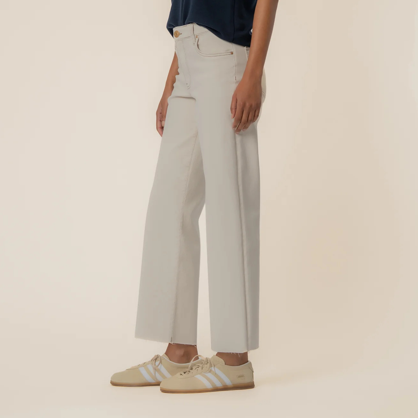 Charlotte High Rise Wide Leg w/ Raw Hem - Ecru