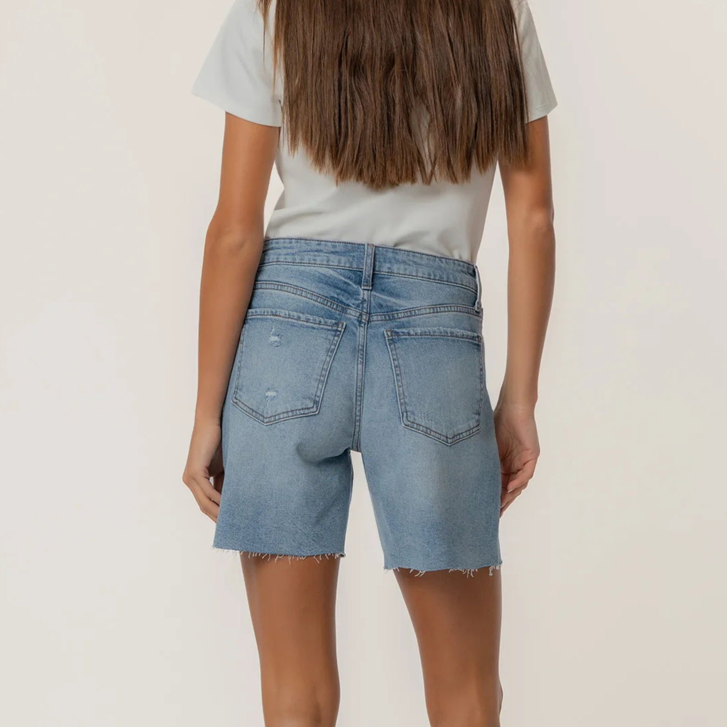 Hailey High Rise Short w/ Raw Hem - Focus