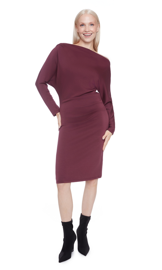 Demi Solid Cowlneck Butter Soft Midi Dress