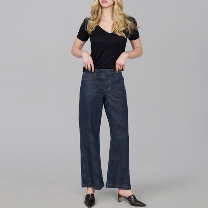 Colette Wide Leg Pinstripe Jeans