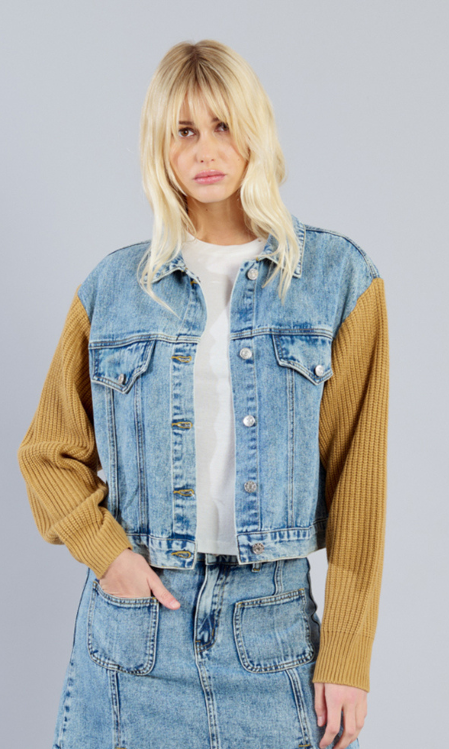Bi-Material Denim Jacket