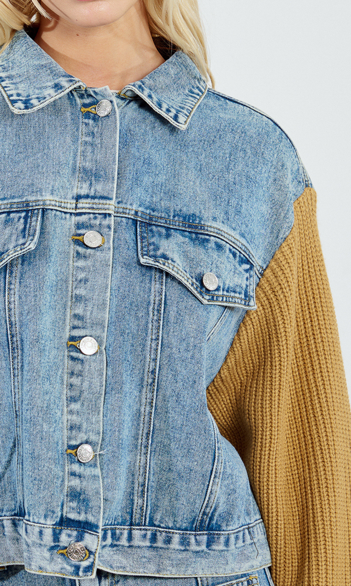 Bi-Material Denim Jacket