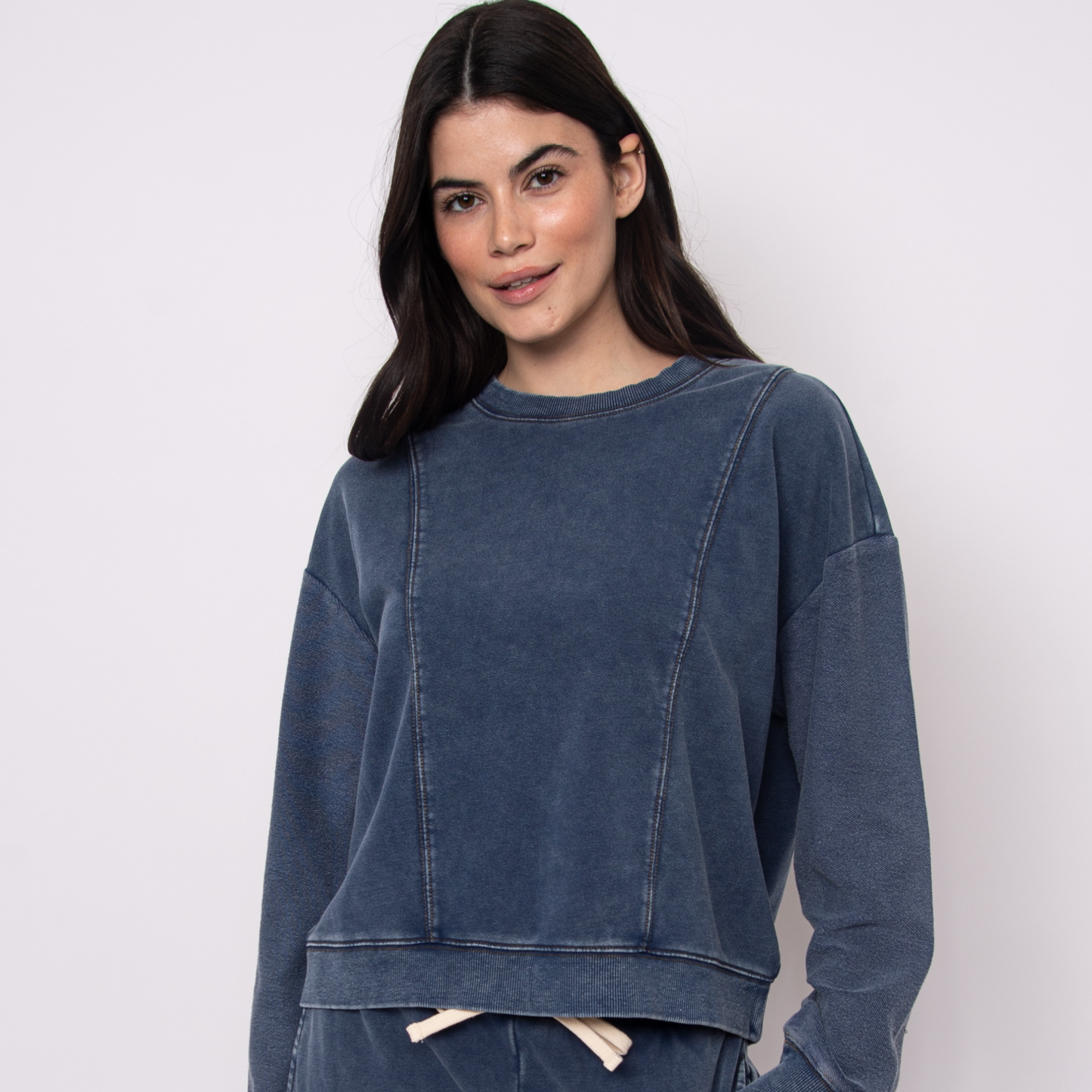 Kacey Denim Look French Terry Pullover