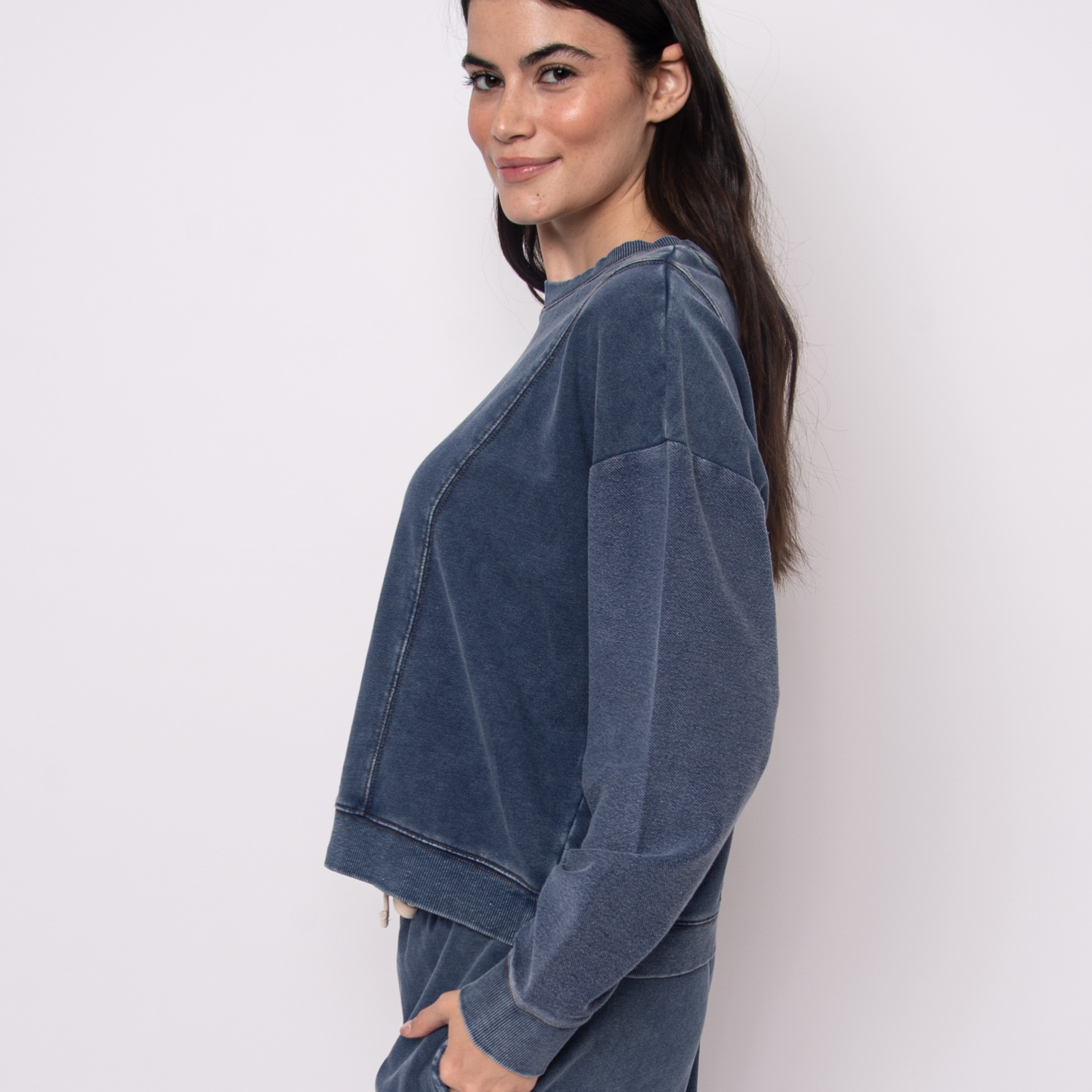 Kacey Denim Look French Terry Pullover