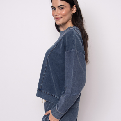 Kacey Denim Look French Terry Pullover