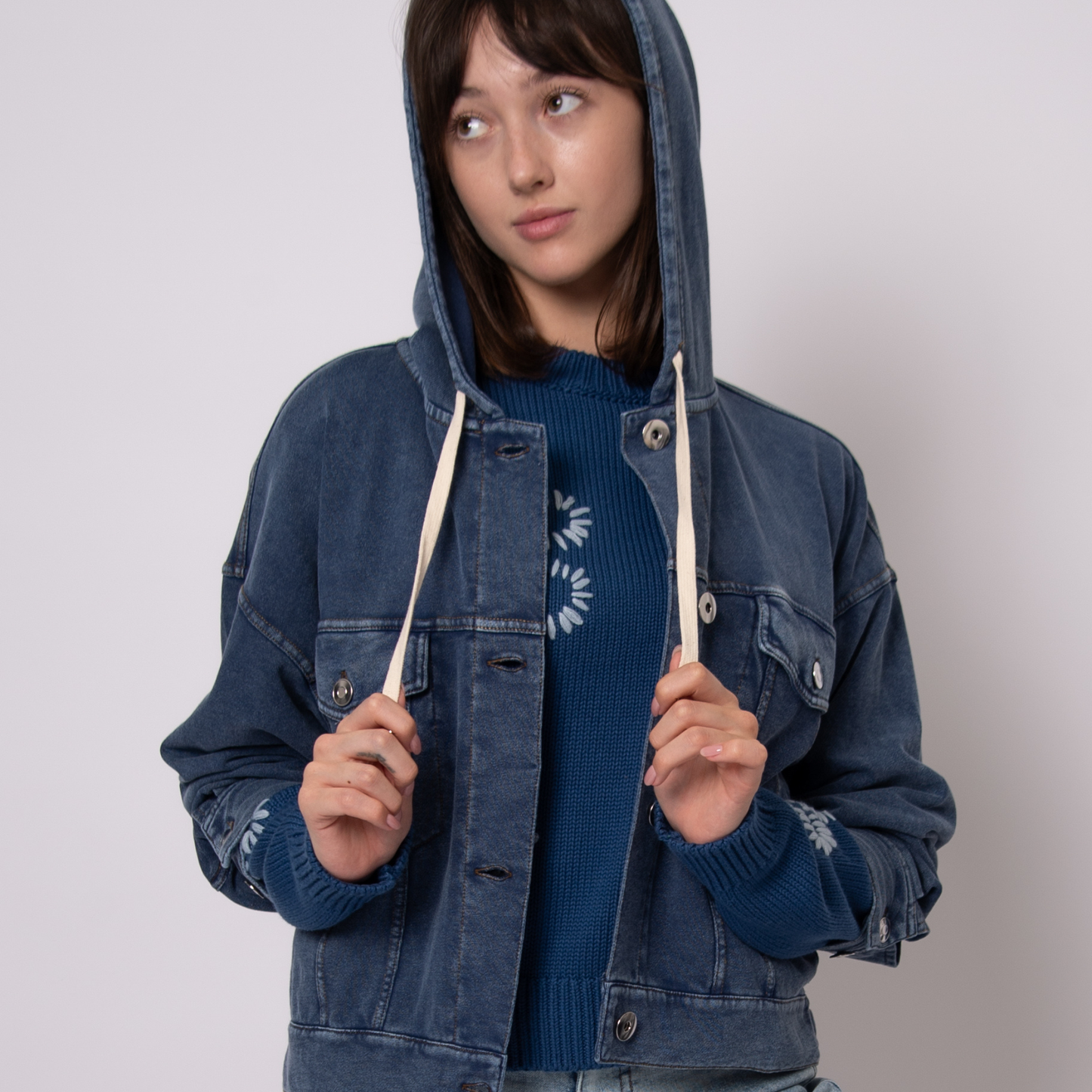 Sarana Denim Look Hooded Jacket