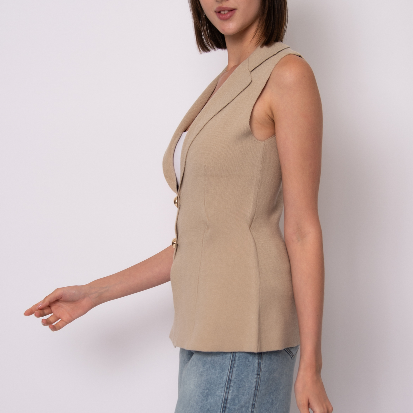 Mahalia Sleeveless Lapel Vest