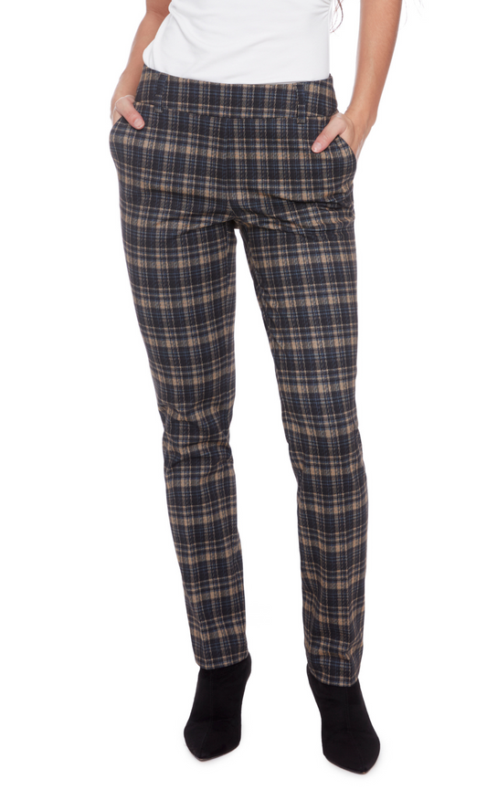 Scottie Freya Plaid Ponte Slim Full-Length Pant