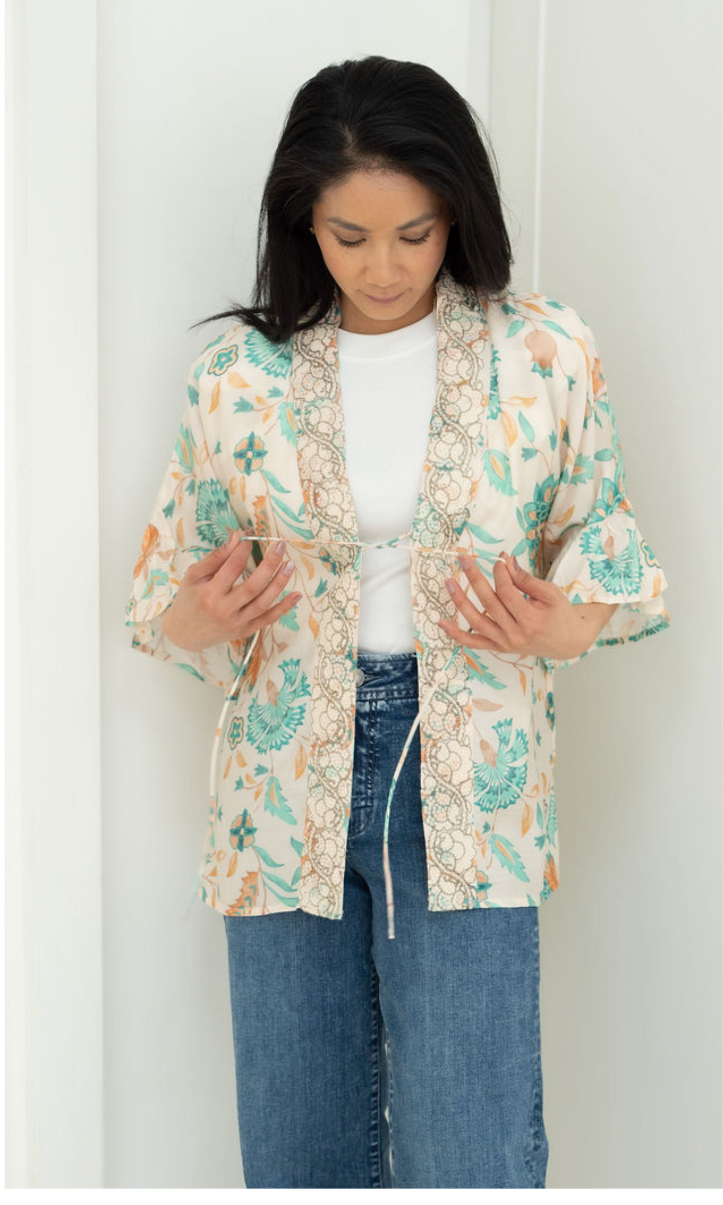 Embroidered Printed Kimono