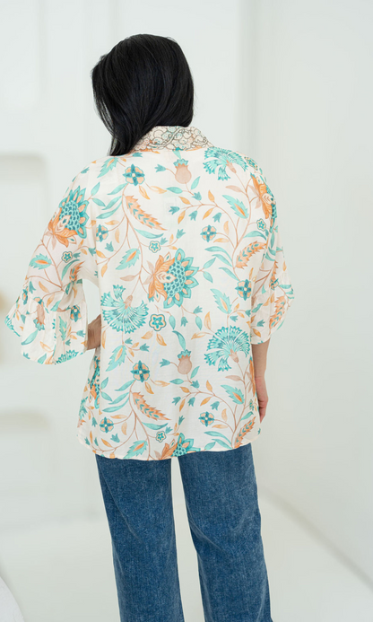 Embroidered Printed Kimono