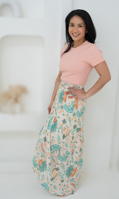 Embroidered Printed Long Skirt