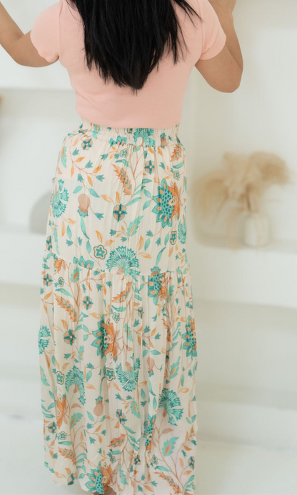 Embroidered Printed Long Skirt