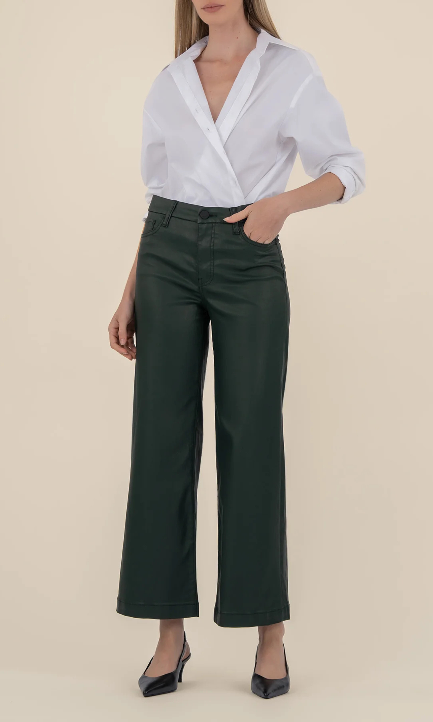 Meg Coated High Rise Wide Leg Jeans