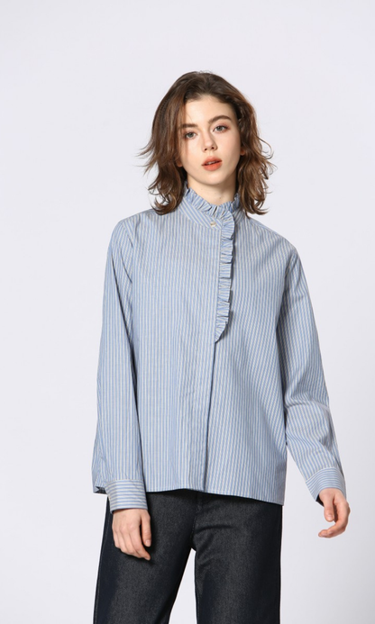 Emilia Striped Ruffle Blouse