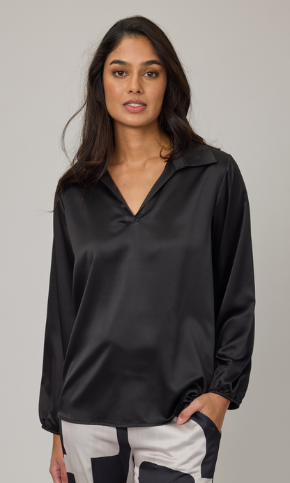 Collared Satin Blouse