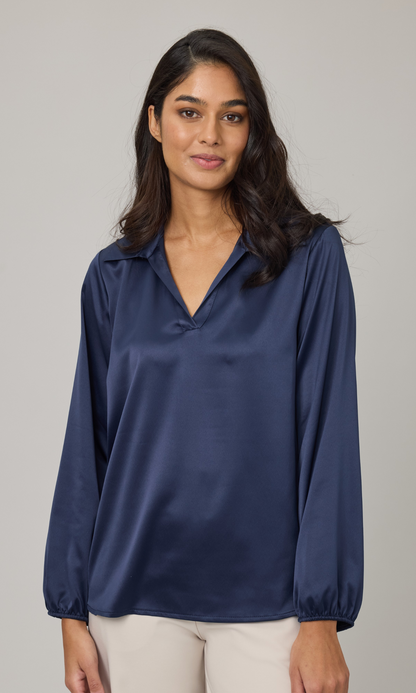 Collared Satin Blouse