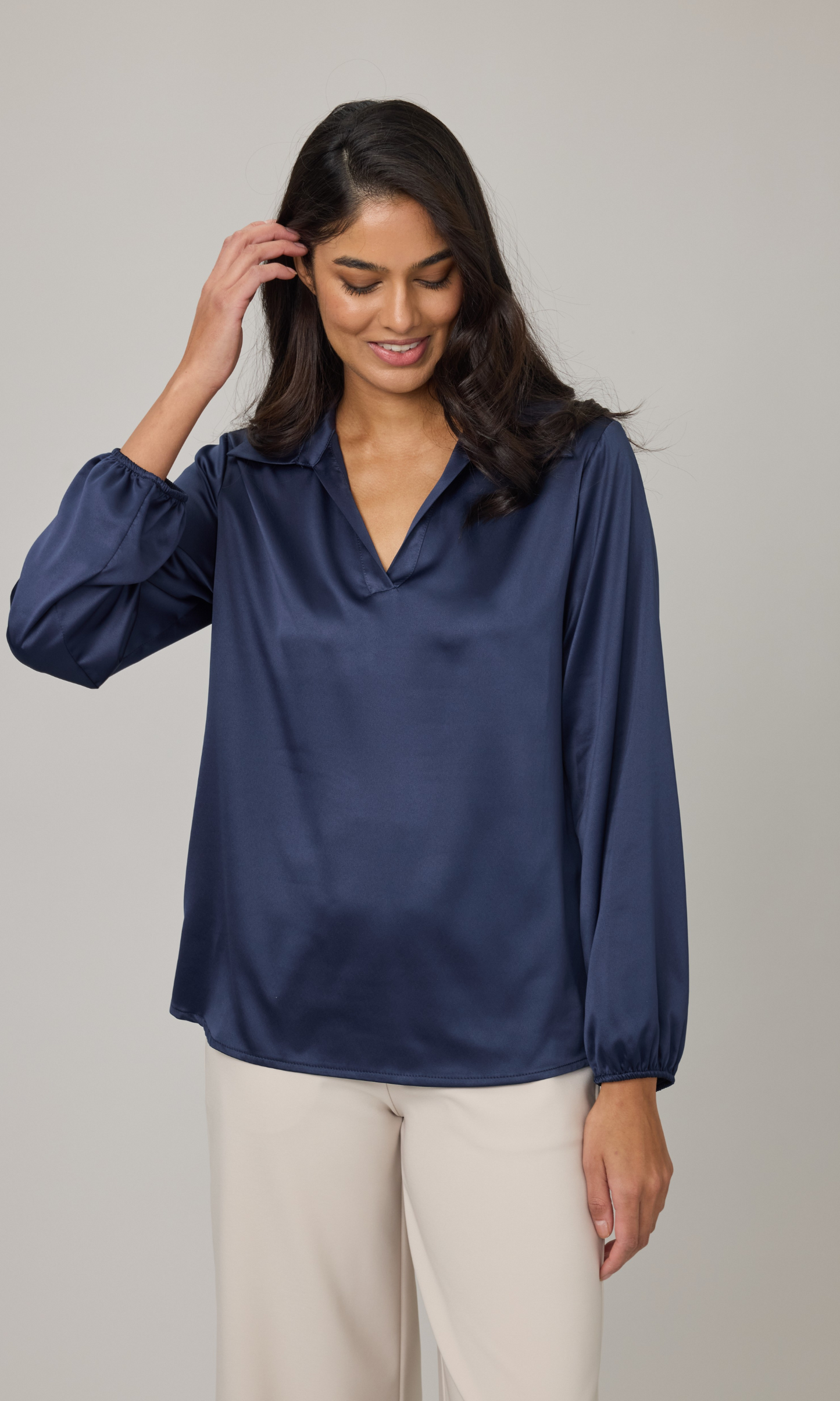 Collared Satin Blouse