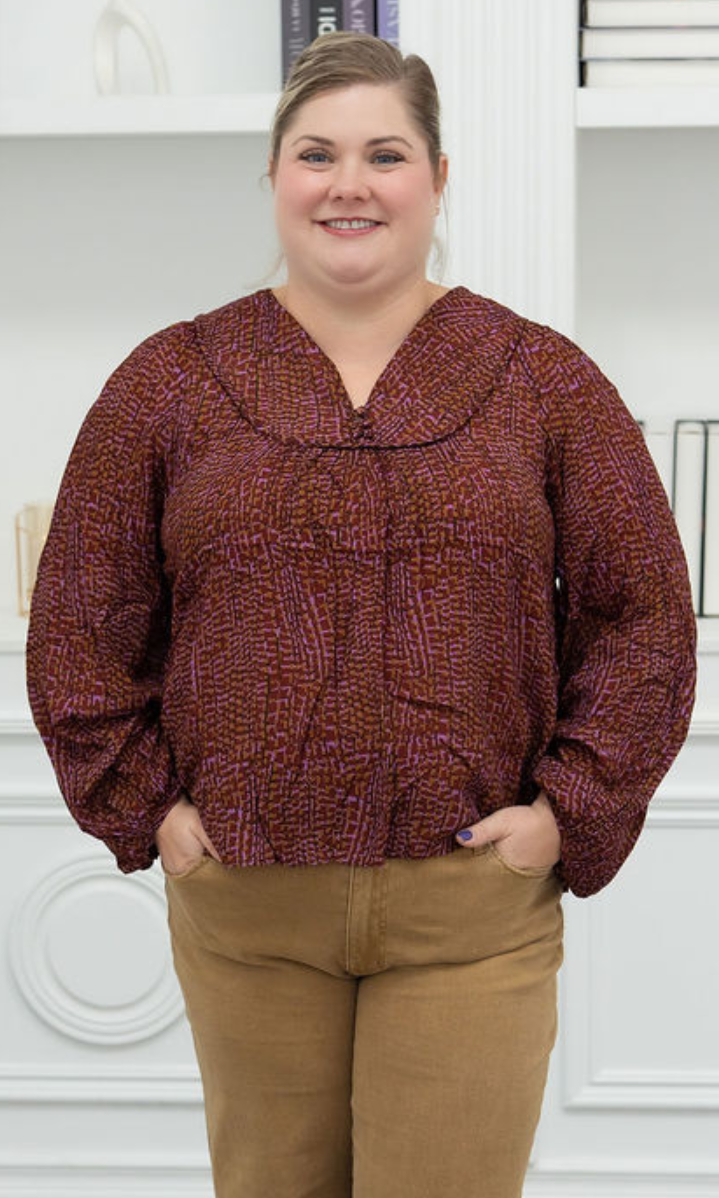 Crimson Mosaic Blouse