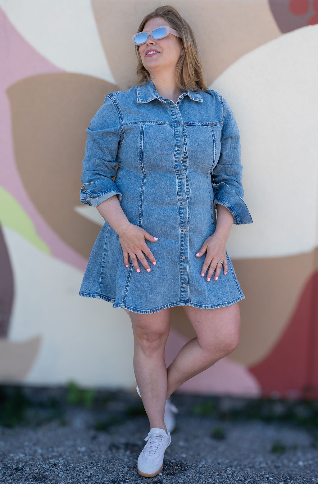 Mindy Stretch Denim Shirt Dress