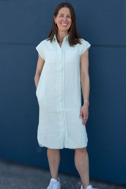 Aira Stripe Gauze Shirt Dress