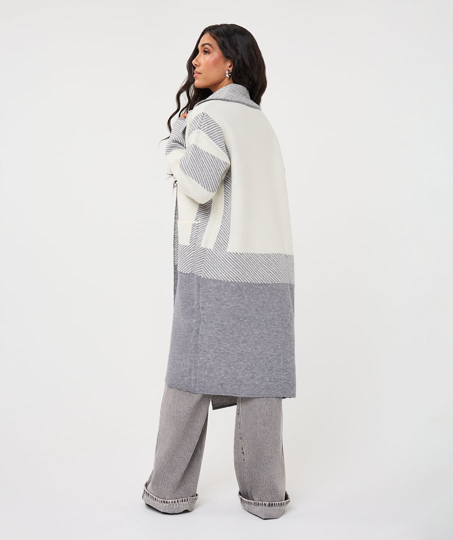 Colour Block Long Cardigan