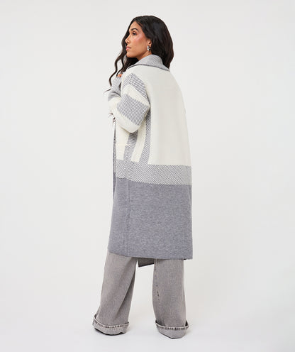 Colour Block Long Cardigan